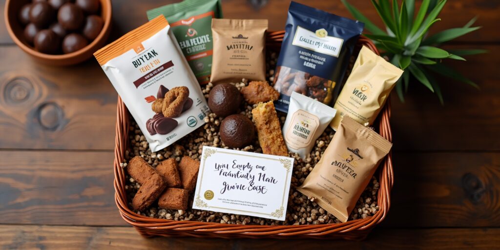 A gourmet food basket filled with delicious treats, perfect as a thoughtful Father's Day present.