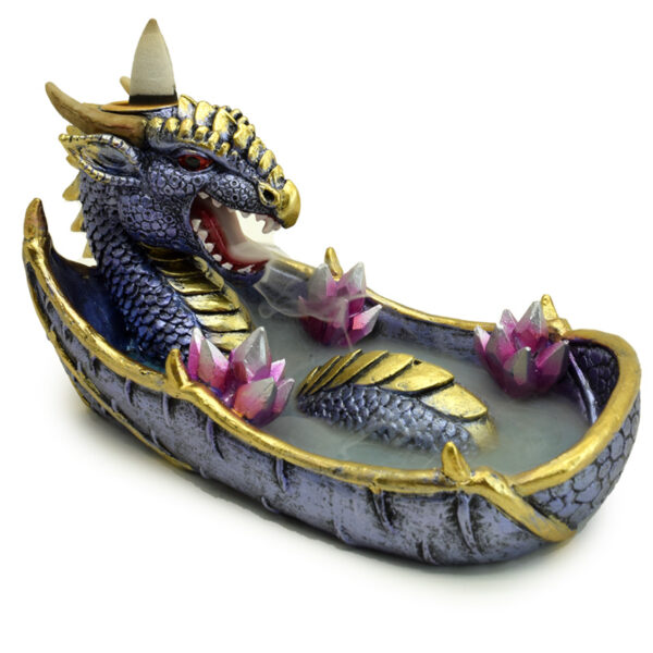 Backflow Incense Burner - Elements Amethyst Crystal Dragon