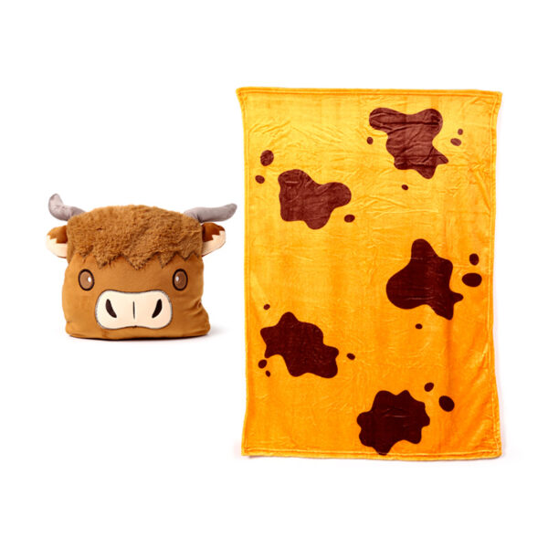 2-in-1 Blankeazzz Plush Toy & Travel Blanket - Highland Coo