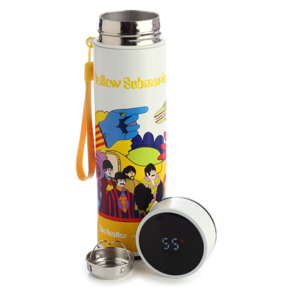 Reusable Insulated Drinks Bottle Digital Thermometer - Yellow Submarine