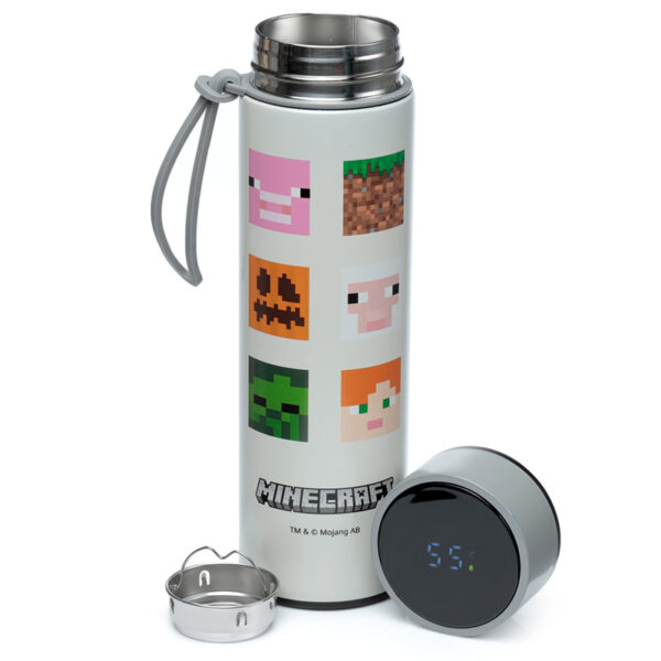 Reusable Insulated Drinks Bottle Digital Thermometer - Minecraft Faces