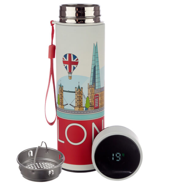 Reusable Insulated Drinks Bottle Digital Thermometer - London Icons