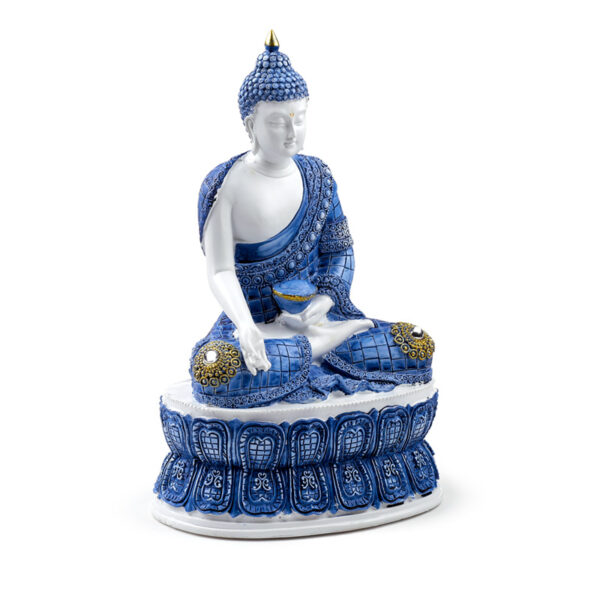 Decorative White & Blue Thai Buddha - Lotus