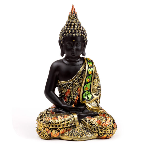 Decorative Black & Orange Gold Thai Buddha - Contemplation