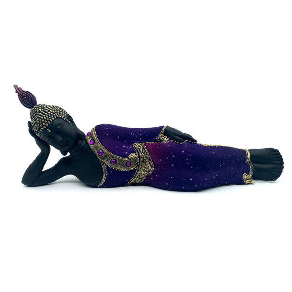 Decorative Thai Buddha Figurine - Purple & Black Reclining