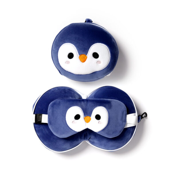 Relaxeazzz Travel Pillow & Eye Mask - Penguin