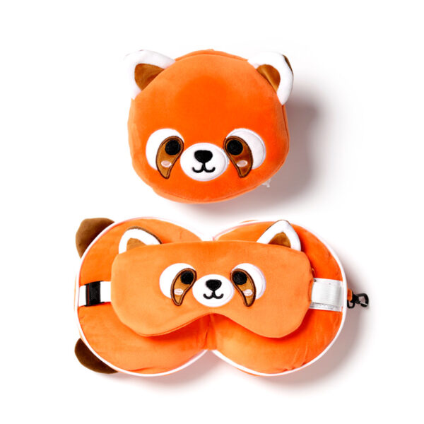 Relaxeazzz Travel Pillow & Eye Mask - Red Panda