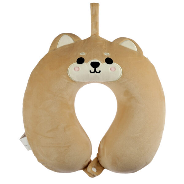 Relaxeazzz Plush Memory Foam Travel Pillow - Shiba Inu Dog