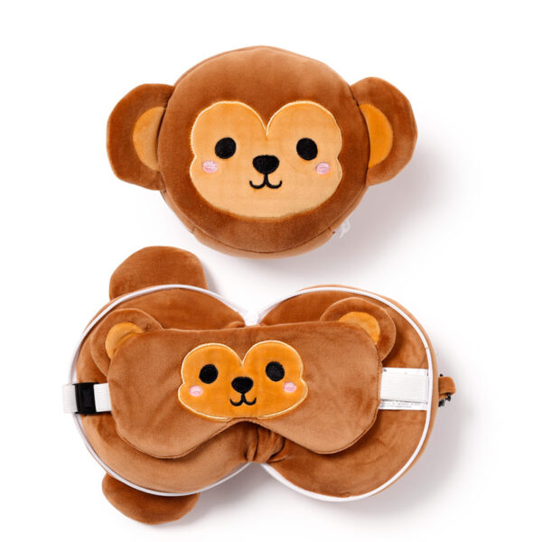 Relaxeazzz Travel Pillow & Eye Mask - Monkey