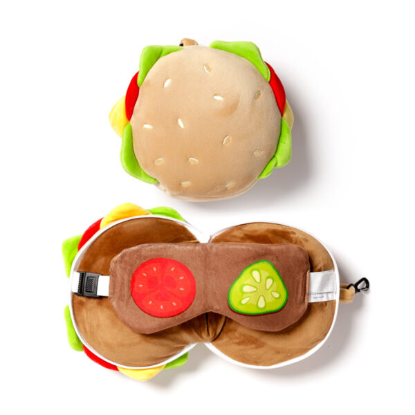 Relaxeazzz Travel Pillow & Eye Mask - Fast Food Burger