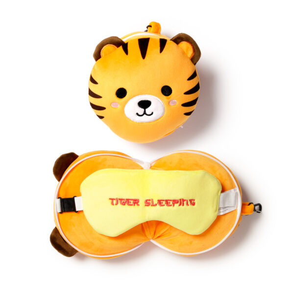 Relaxeazzz Travel Pillow & Eye Mask - Tiger