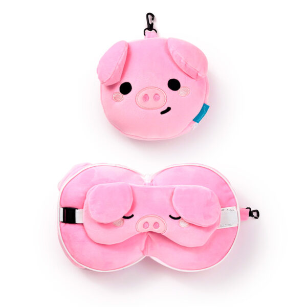 Relaxeazzz Travel Pillow & Eye Mask - Oliver the Pig