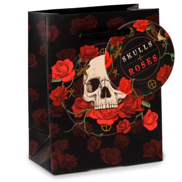 Skulls and Roses Red Roses Small Gift Bag