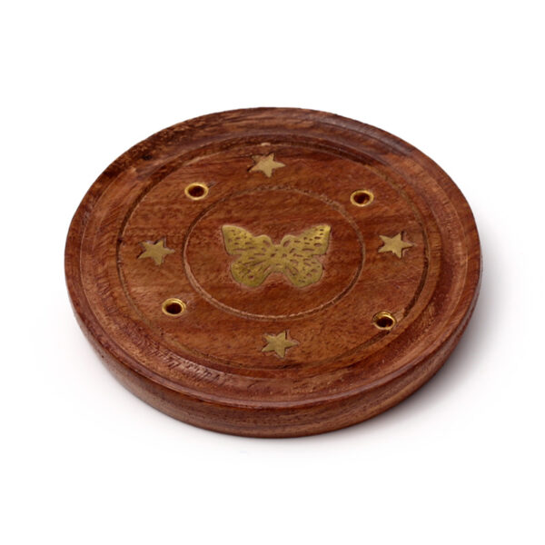 Decorative Sheesham Wood Round Butterflies Ashcatcher