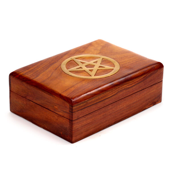 Decorative Sheesham Wood Pentagram 17.5cm Trinket Box