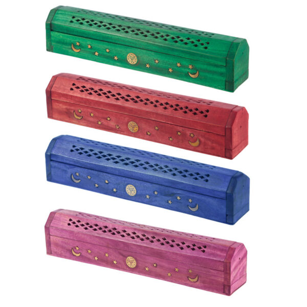 Decorative Sun and Moon Wooden Incense Burner Box