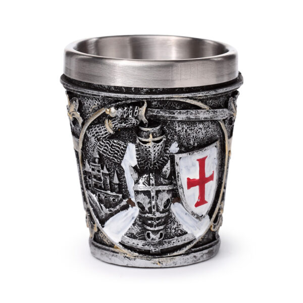 Decorative Shot Glass - Medieval Knight with White & Red Shield