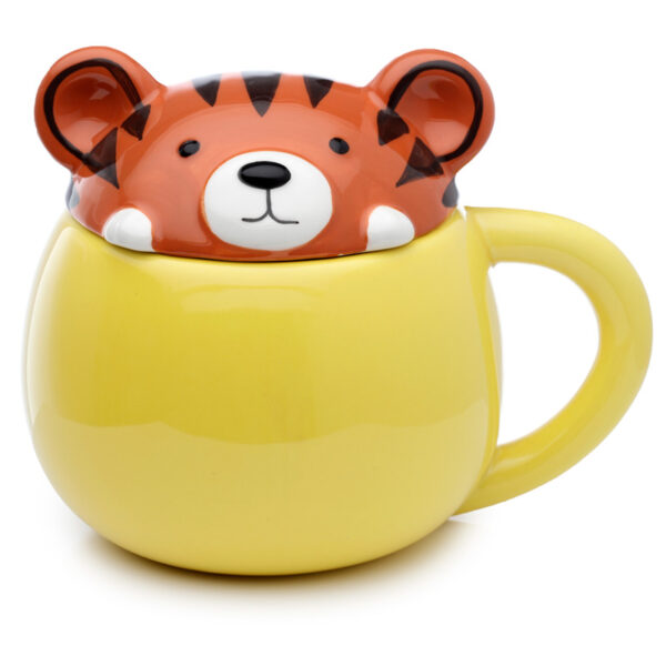 Peeping Lid Ceramic Lidded Animal Mug - Adoramals Tiger