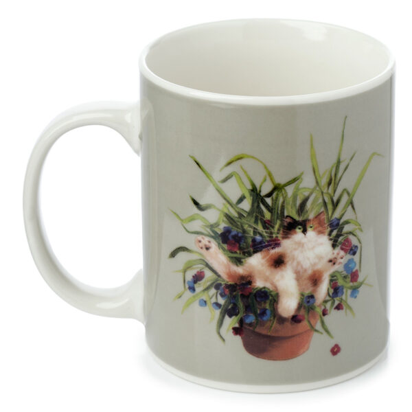 <h1>Porcelain Mug - Kim Haskins Cat in Plant Pot Green</h1>