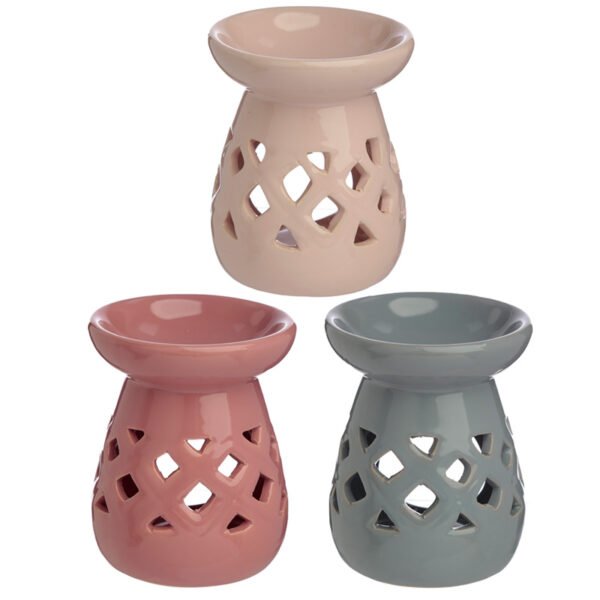 Lattice Cut-Out Ceramic Pastel Colour Eden Oil and Wax Burner