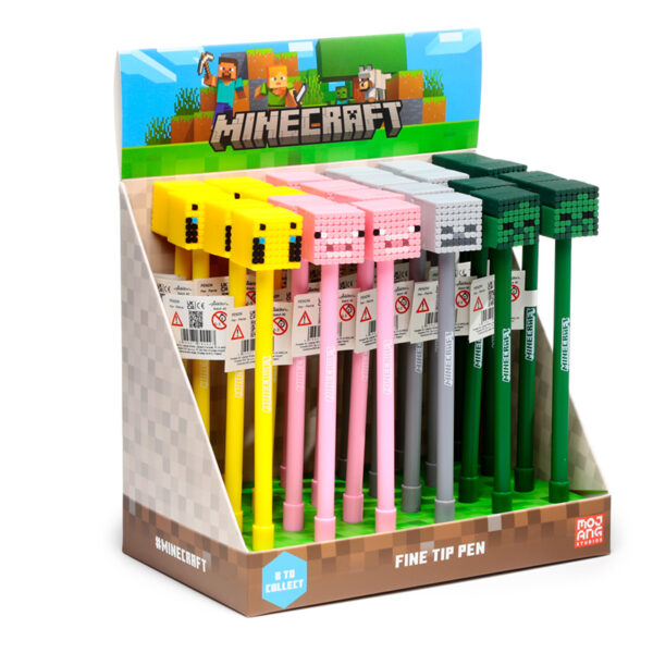 Fine Tip Pen with Silicone Topper - Minecraft (Pig/Bee/Zombie/Skeleton)