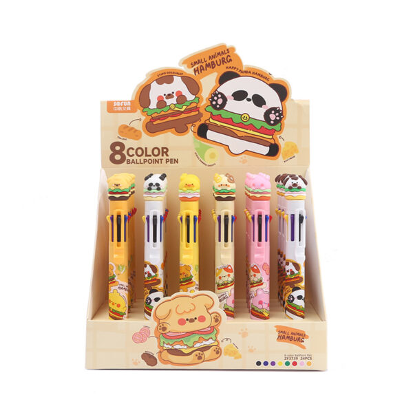 Multi Colour Pen (8 Colours) - Cute Hamburger