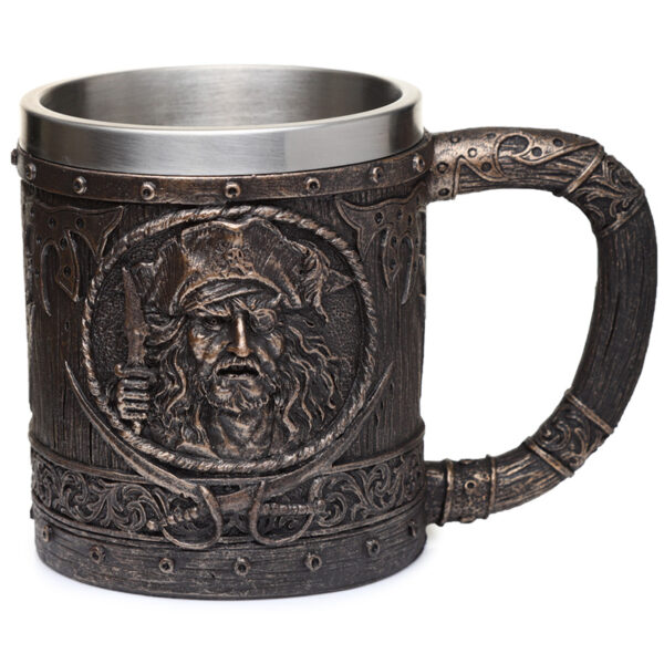 Decorative Tankard - Brushed Gold Wood Effect Pirate