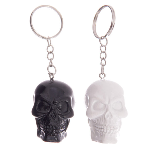 Black and White Skull Keyring