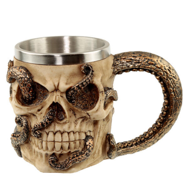 Decorative Tankard - Bronze Octopus Skull