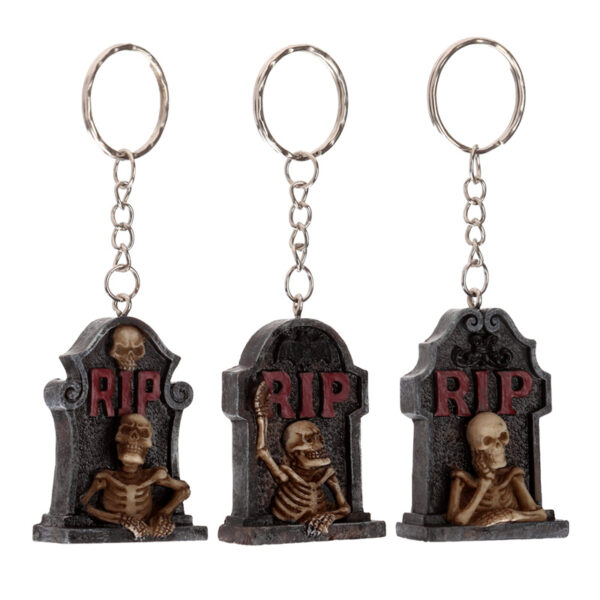 Skeleton RIP Tombstone Keyring - Novelty Keyring