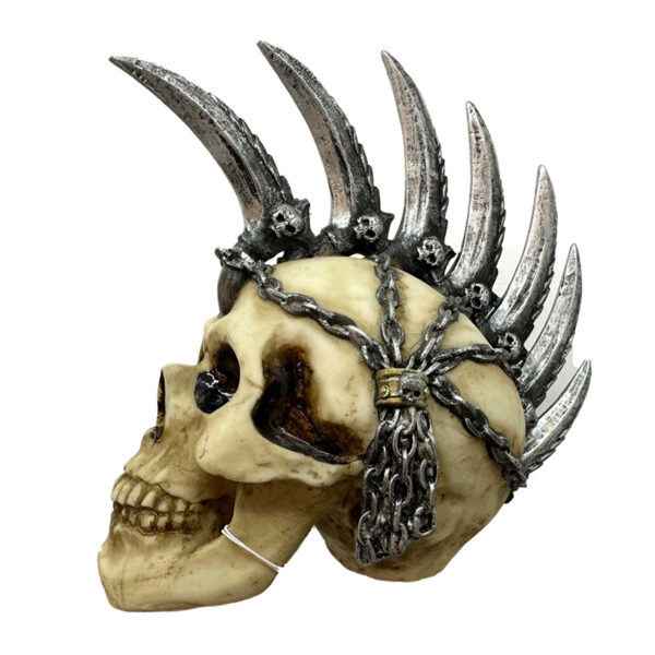 Punk Skull Decorative Ornament with Chains & Blades Mohican