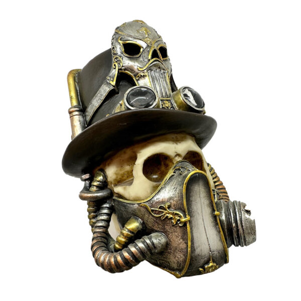 Steampunk Style Skull with Gas Mask & Top Hat – Decorative Ornament