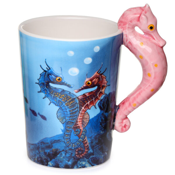 Shaped Handle Ceramic Mug - Lisa Parker Seahorse