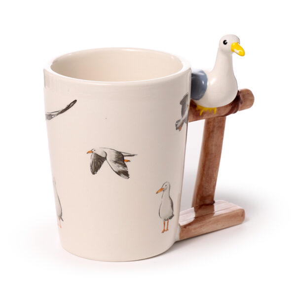 Shaped Handle Ceramic Mug - Seagull Buoy