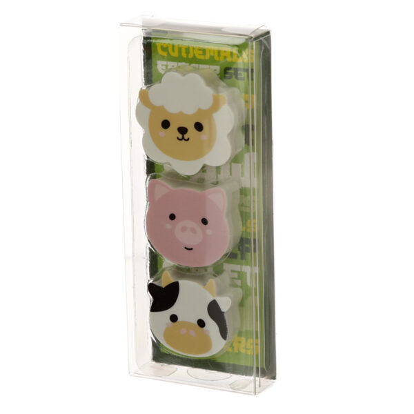 Eraser 3 Piece Set - Adoramals Farm (Cow/Sheep/Pig)