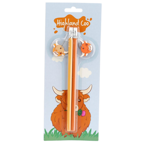 PVC Charm Pencils Set of 2 - Highland Coo Cow