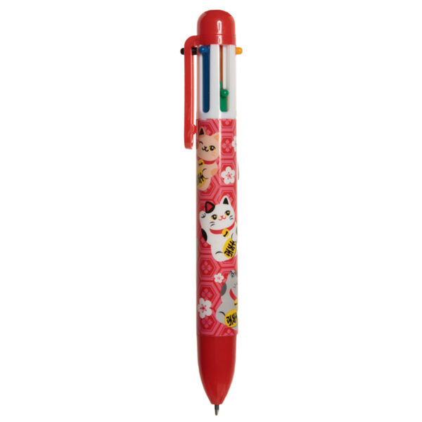 Fun Lucky Cat Maneki Neko Multi Colour Pen (6 Colours)