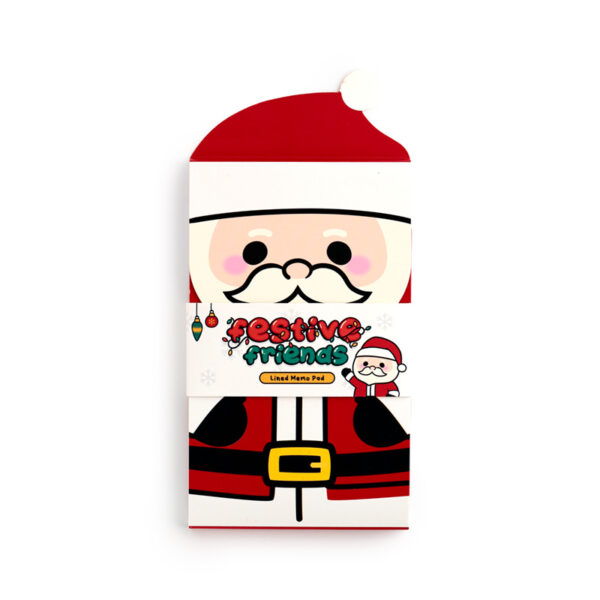 Flip Open Shaped Memo Pad - Christmas Festive Friends Santa