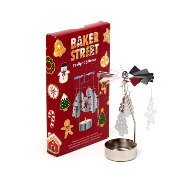 Spinning Tea Light Carousel Candle Holder - Christmas Baker Street Gingerbread Men