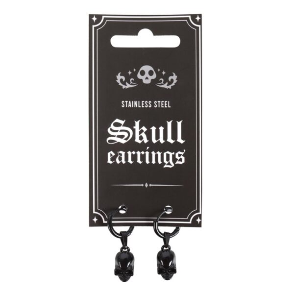 Black Stainless Steel Skull Earrings