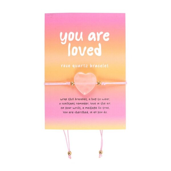 You Are Loved Rose Quartz Crystal Heart Bracelet