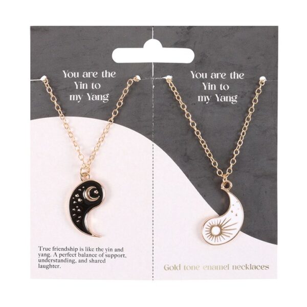 You are the Yin to my Yang necklaces displayed on a card, symbolizing friendship and balance.